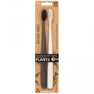 Jack n Jill NFco. Set de brosses à dents SOFT - noir blanc (2 pcs) - en amidon de maïs sans ogm