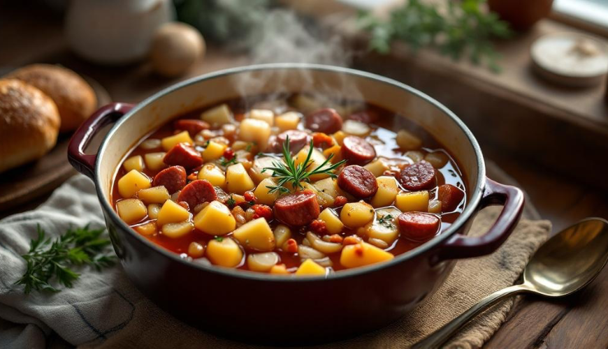 Le goulash de saucisse comme un classique qui vous réchauffe et vous ravit en toute saison.